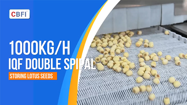 Mesin Pembeku Cepat Spiral Ganda Kapasitas 1 Ton per Jam untuk Biji Teratai